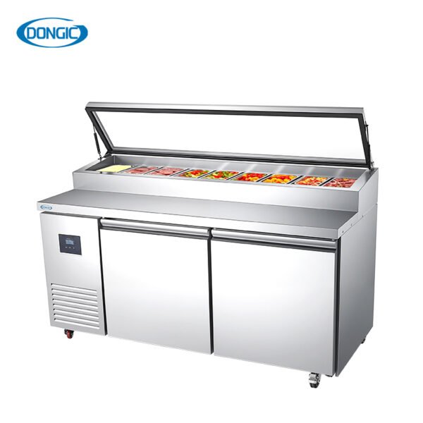 Commercial Direct Cooling Glass Display Counter Pizza Workbench Refrigerator