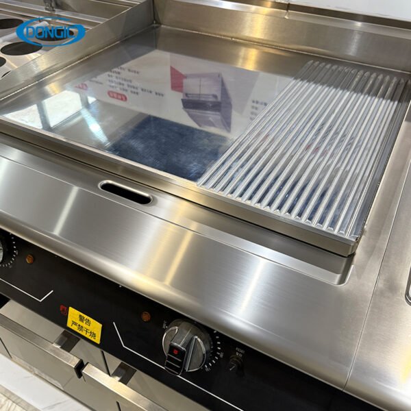1 700 Series Electric/Gas Chrome-plated Flat Top 1/3 Grooved Griddle with Cabinet