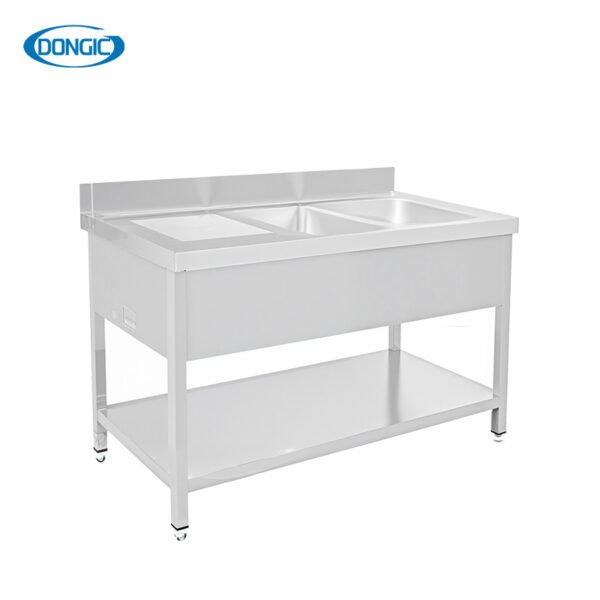 1 Two Layers Stainless Steel Kitchen Regular Work Table with Back Splash