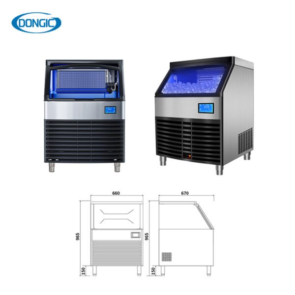 2 Commercial One-Button Clean Cubic Ice Maker