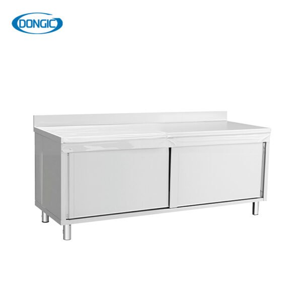Stainless Steel Sliding Doors Working Table Storage Cabinet