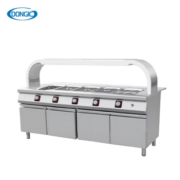 2 Hotel Restaurant Buffet Stainless Steel Hot Food Serving Counter With Foldable Plate Rack