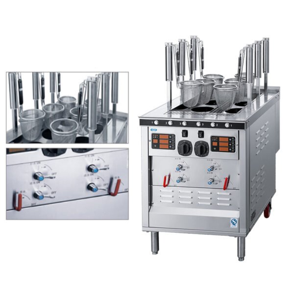 Professional Kitchen Equipment 6 Basket Electric Noodle Dumpling Pasta Cooker Stove