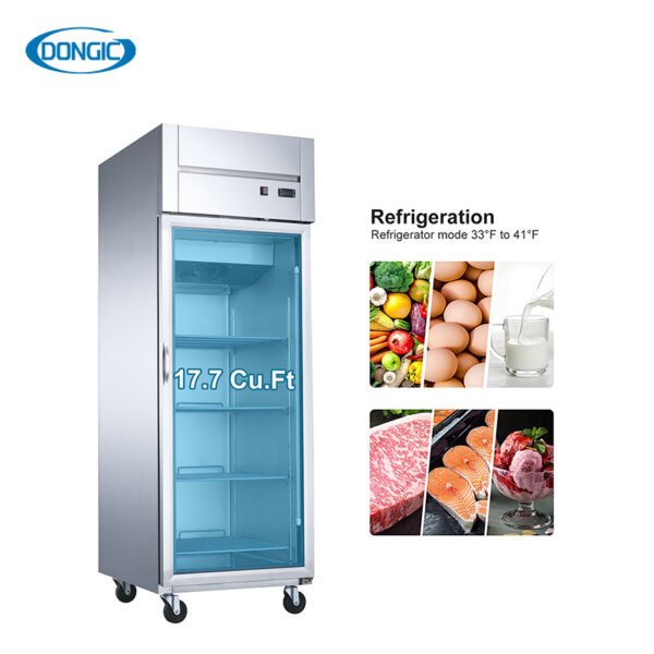 28AR-G2 Stainless Steel Glass Door Forced Air Refrigeration Refrigerator