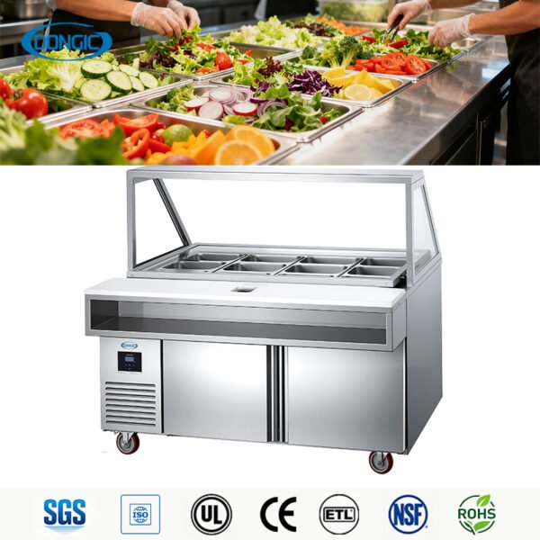Commercial Undercounter 2 Doors Salad Refrigerated Prep Table