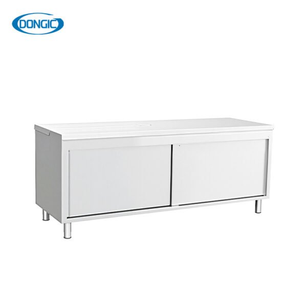 Stainless Steel Sliding Doors Working Table Storage Cabinet