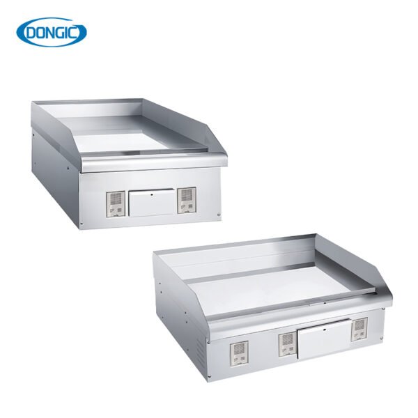 3 Commercial Countertop Flat Top Griddle with Integrated Grease Management System