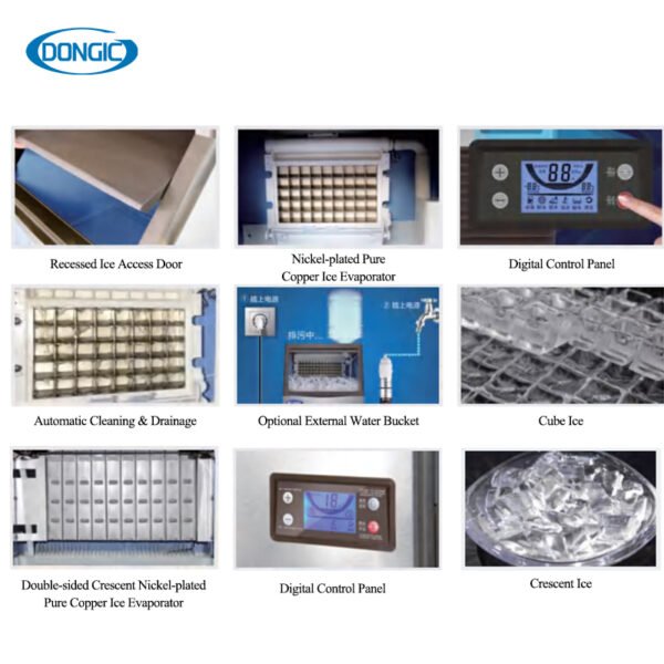 Automatic Blue Light Sterilization Function Cube Commercial Ice Maker