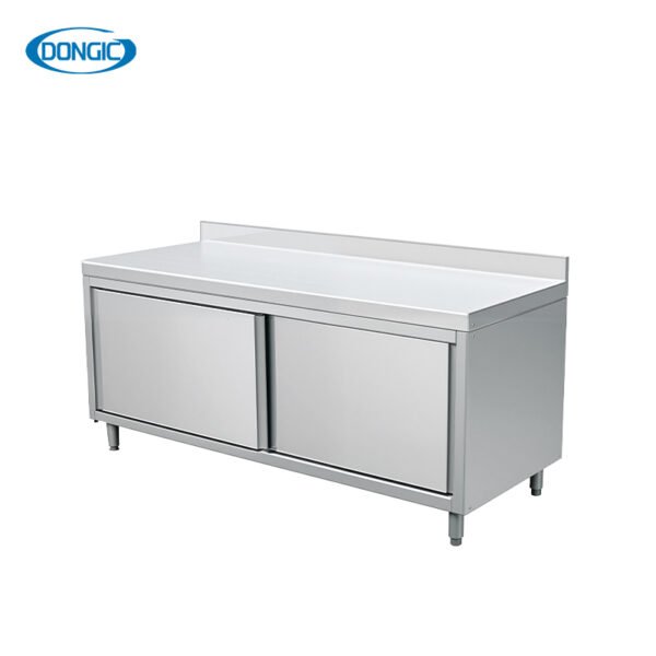 Stainless Steel Sliding Doors Working Table Storage Cabinet