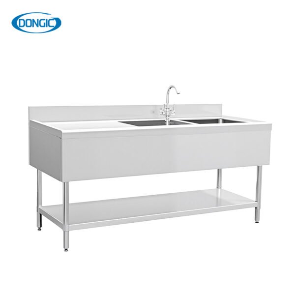 4 Two Layers Stainless Steel Kitchen Regular Work Table with Back Splash