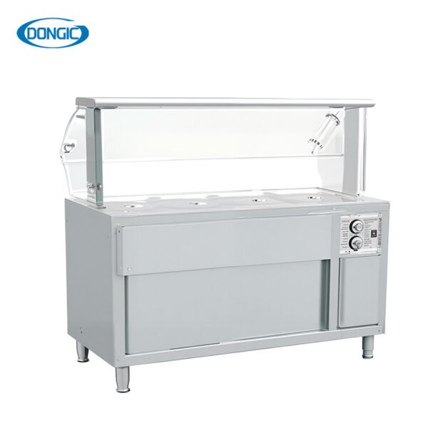 4 Hotel Restaurant Buffet Stainless Steel Hot Food Serving Counter With Foldable Plate Rack