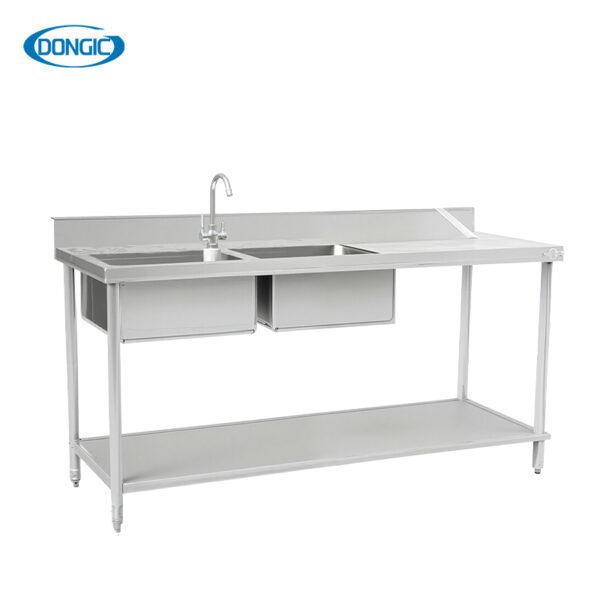 5 Two Layers Stainless Steel Kitchen Regular Work Table with Back Splash