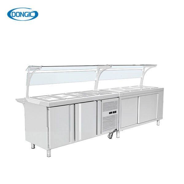 5 Hotel Restaurant Buffet Stainless Steel Hot Food Serving Counter With Foldable Plate Rack