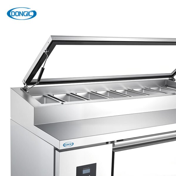 Commercial Direct Cooling Glass Display Counter Pizza Workbench Refrigerator