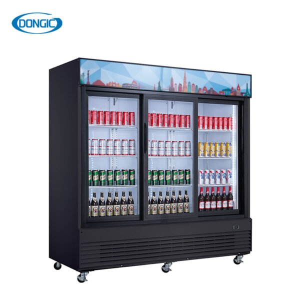 691 110V Fan Cooling Sliding Glass Door Merchandiser Drink Display Refrigerator Cooler