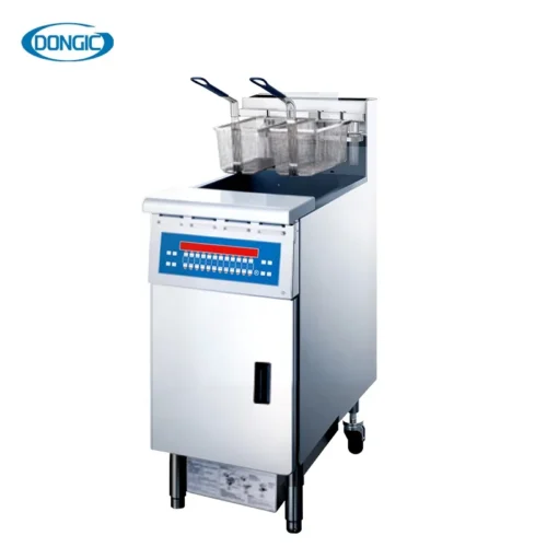 Commercial-Computer-Control-24L-Double-Cylinder.webp IPX4 Rated Stainless Steel Commercial Fryer with Precision Thermostat (±1°C) Oil Filtration