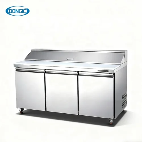 Commercial-Restaurant-Cooler-Table-Fridge-Single.webp High-Quality Sandwich Preparation Table with Fridge Commercial Direct Cooling Glass Display Counter Pizza Workbench Refrigerator