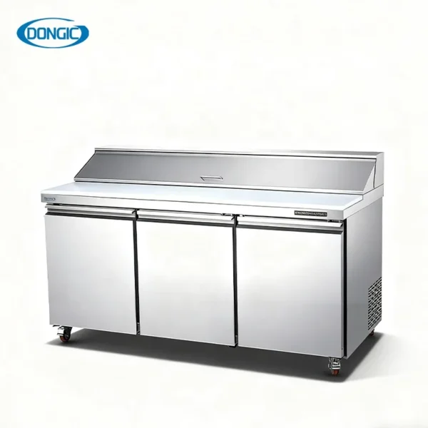 High-Quality Sandwich Preparation Table with Fridge Commercial Direct Cooling Glass Display Counter Pizza Workbench Refrigerator