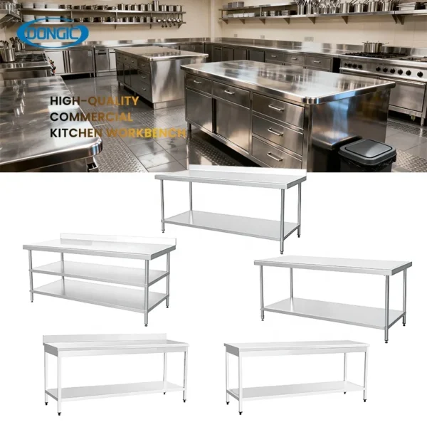 Commercial-Restaurant-Supplies-Used-Stainless-Steel.webp 201 304 Stainless Steel Bench Commercial Table Kitchen Work Table for Restaurant Use