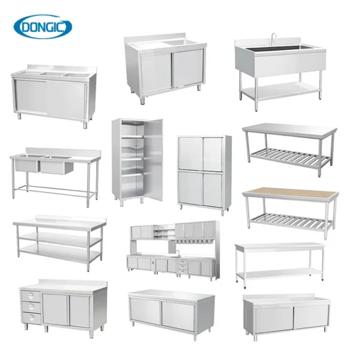 Furniture Hotel Restaurant Worktable Stainless Steel Work Table With Top Shelf