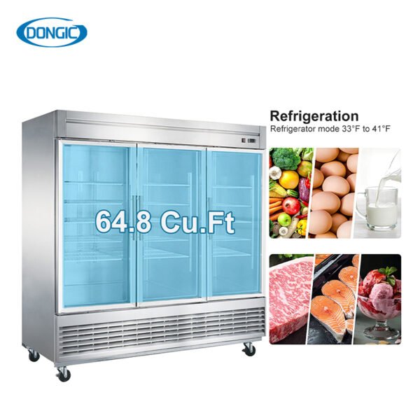 D83FR-G2 Bottom Mounted Reach-in Glass Door Freezer Refrigerator