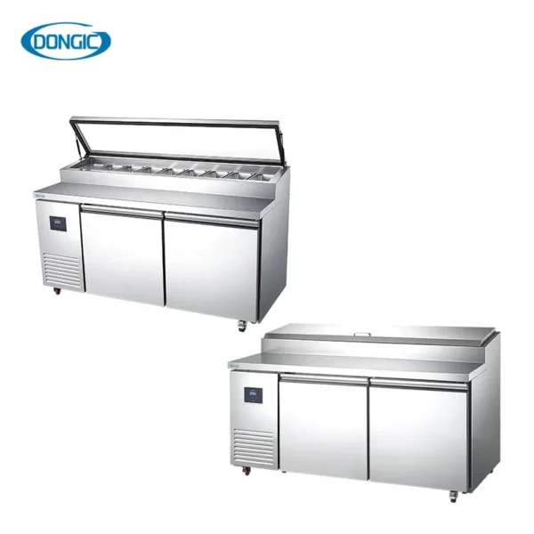 High-Quality Sandwich Preparation Table with Fridge Commercial Direct Cooling Glass Display Counter Pizza Workbench Refrigerator
