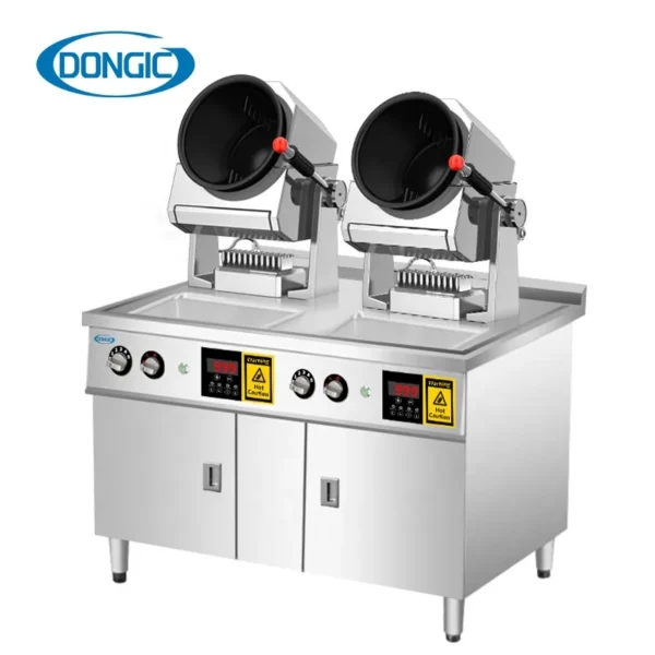 Gas 2 Pot Automatic Food Cooker with Cabinet