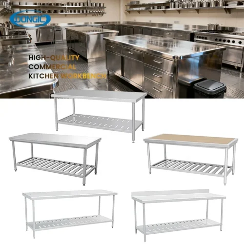 201 304 Stainless Steel Bench Commercial Table Kitchen Work Table for Restaurant Use