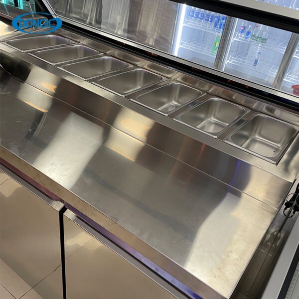 Commercial Direct Cooling Glass Display Counter Pizza Workbench Refrigerator